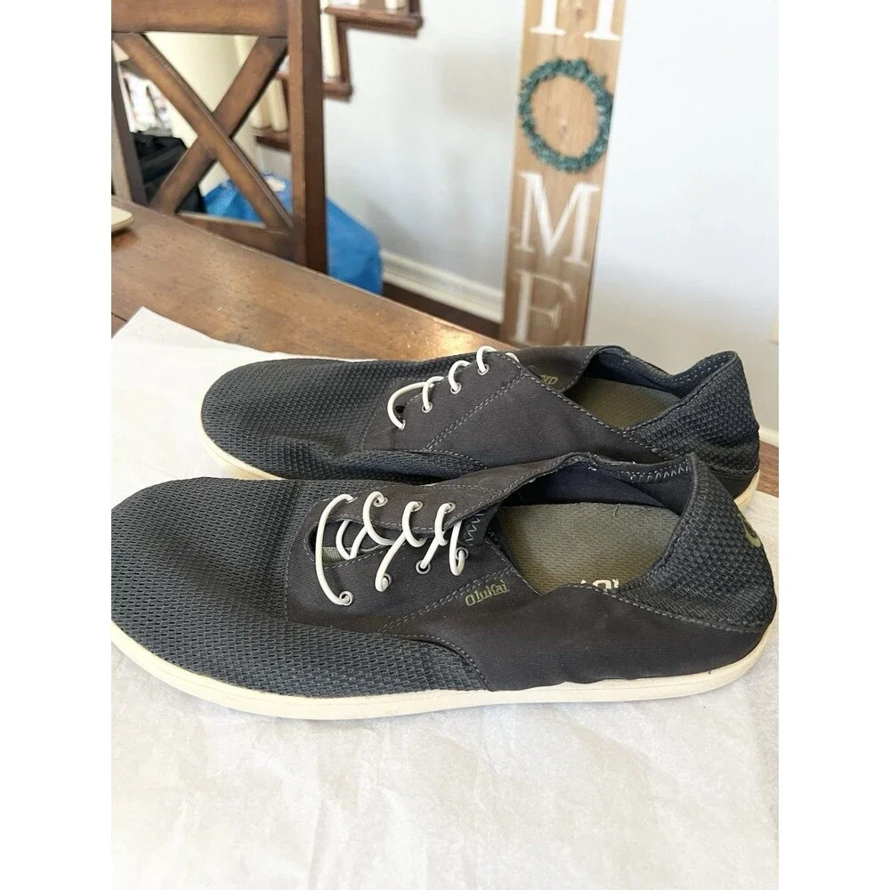 OluKai Nohea Moku Mens Black  Mesh Water Boat Shoes Size 11 Comfort
